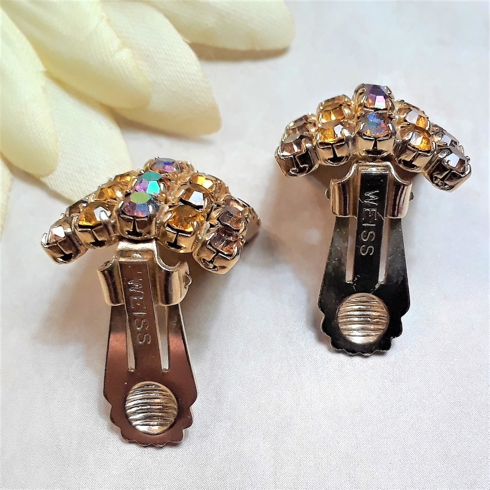 Weiss Aurora Borealis Rectangle Rhinestone Ear - image 5
